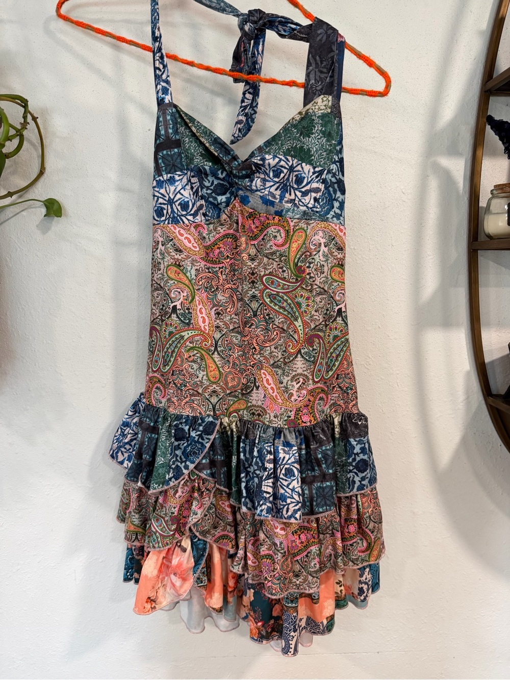 SHEIN Multicolor Paisley & Floral Boho Tiered Sundress size Small